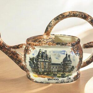 RARE Hand painted Ceramic Watering Pitcher from Valencay France (Signed)
